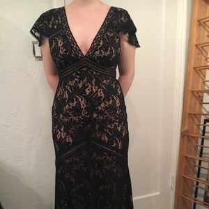 Black lace evening gown